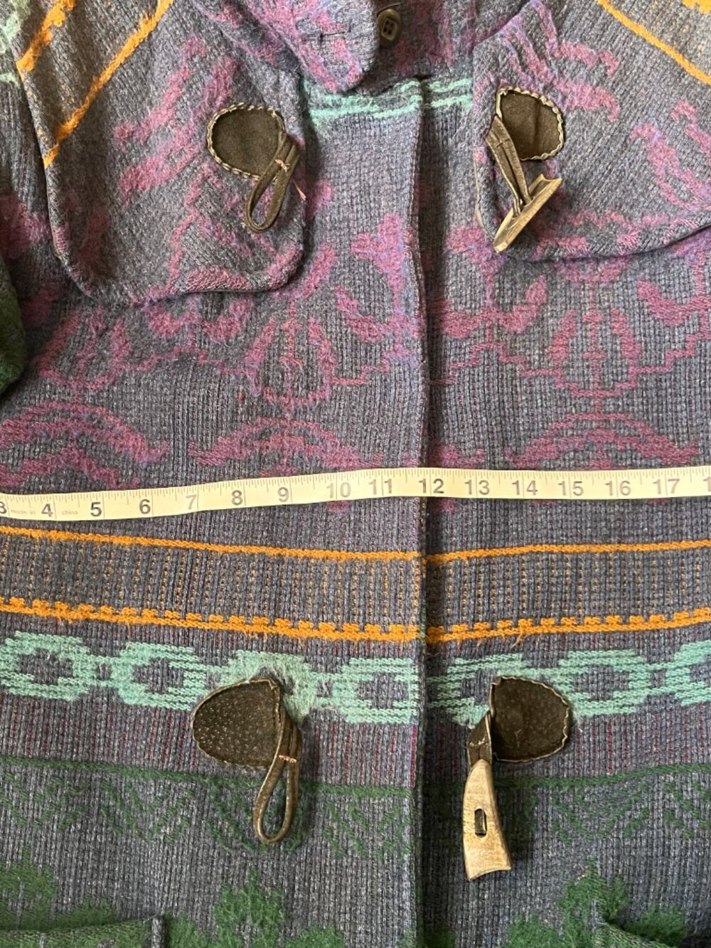 VTG Woolrich Woman Southwestern Tapestry Wool Toggle Coat USA Made MEdium - Picture 9 of 11